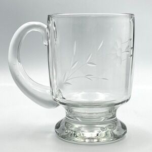 Vintage Princess House Heritage Glass Pedestal Coffee Mug Floral Etched - Read